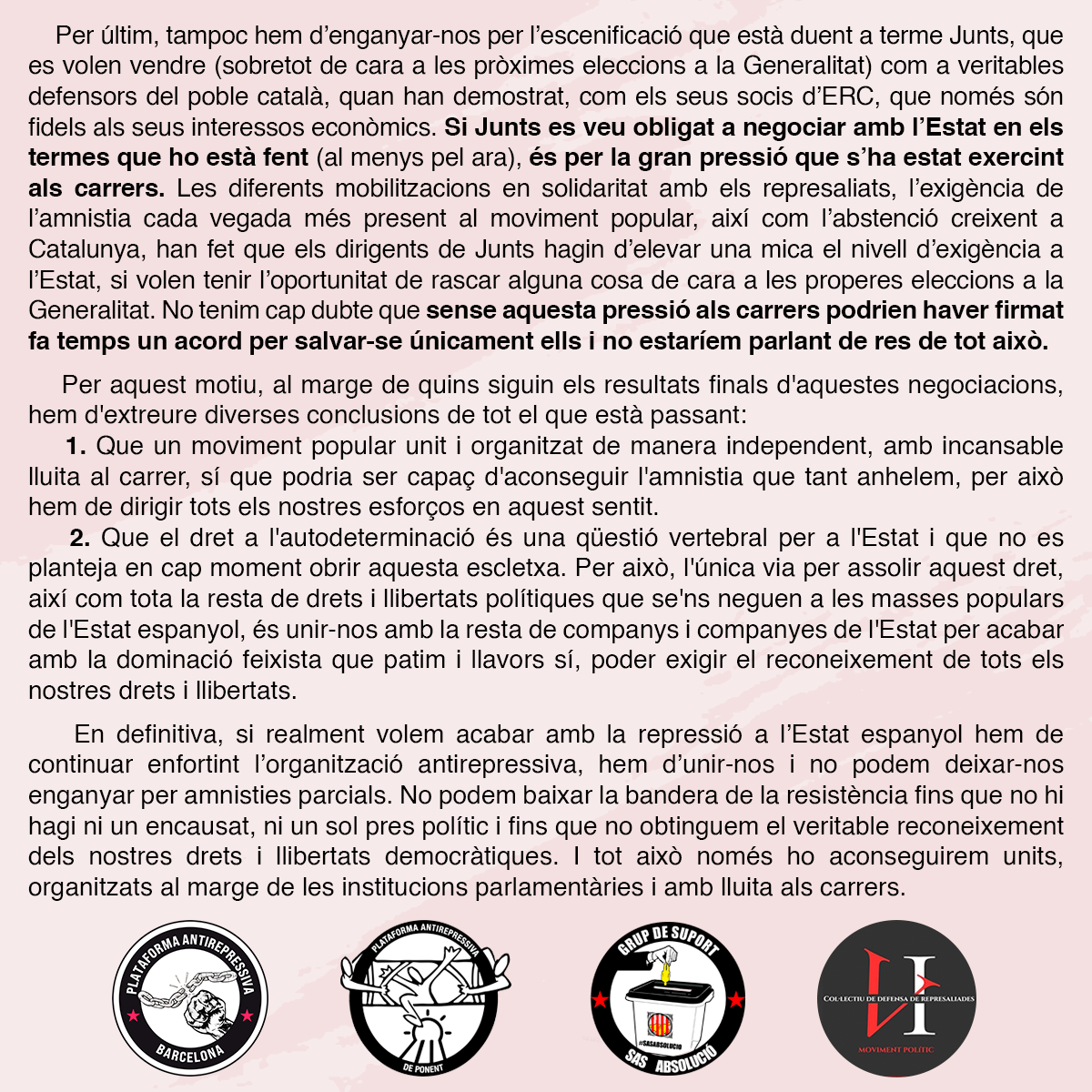 PabloHasel's tweet photo. 🗣️ Pablo Hasél s'adhereix a l'article de les organitzacions antirepressives sobre l'amnistia que estan plantejant.

🔥 Encara recordem els seus crits de ràbia i resistència quan van venir a segrestar-lo: 

"Mort a l'Estat feixista, Amnistia total❗️"

📢 DIFUSIÓ 📢 https://t.co/xK6bIDpLDD