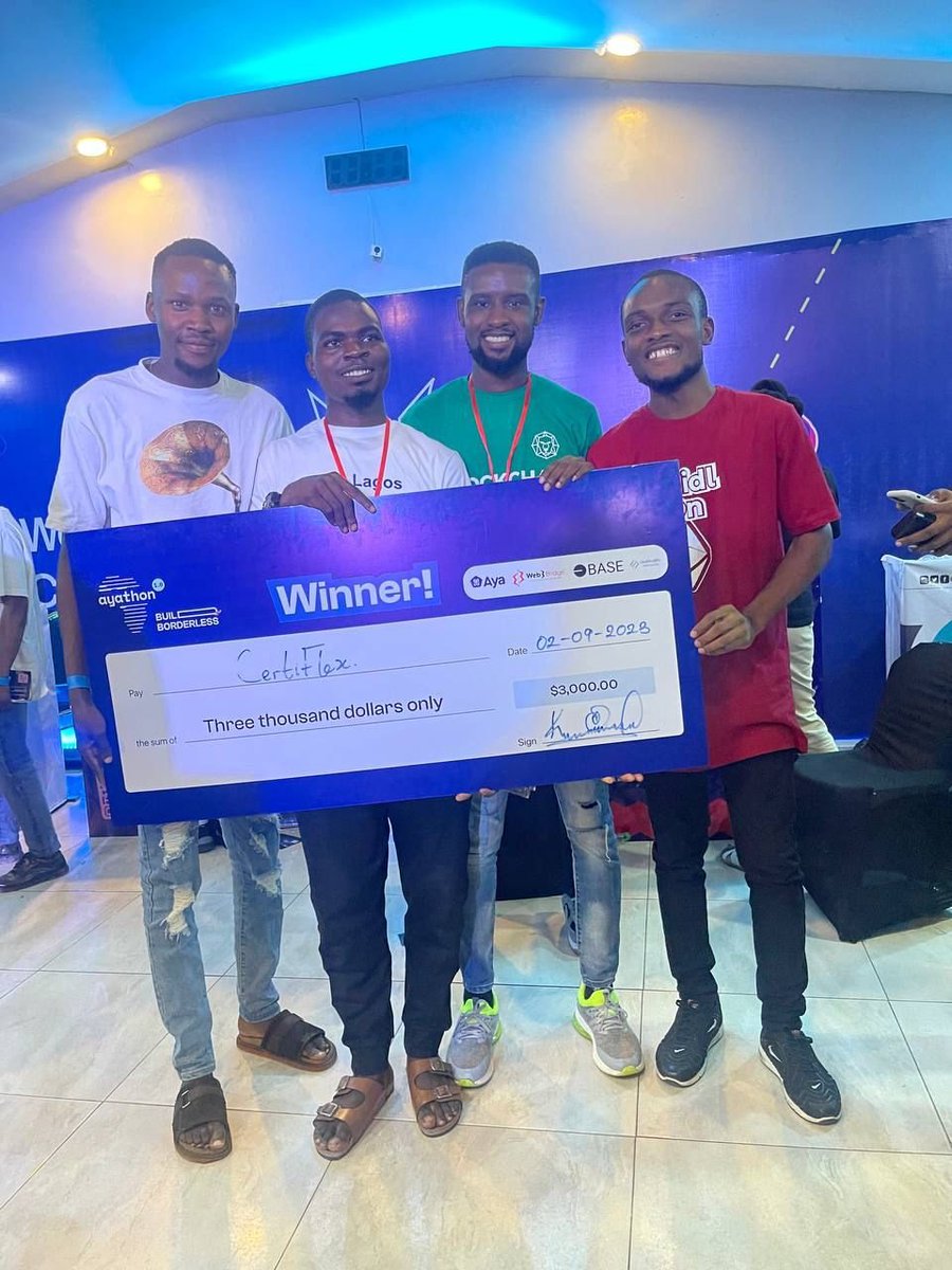 NdukaAnthonyA's tweet photo. I'm also happy to share that one of our dev community members at @BlockchainUNN took first place winning $3000 in the #Ayathon (Hackathon) https://t.co/10g8avenCx