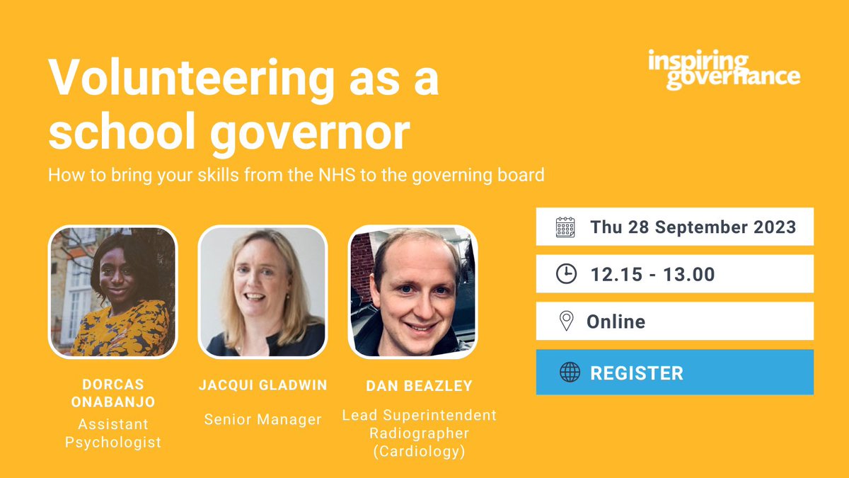 Do you work in the #NHS and have you ever considered volunteering as a #SchoolGovernor? 

Find out more at this event, develop your exec board skills, make a difference to your community!