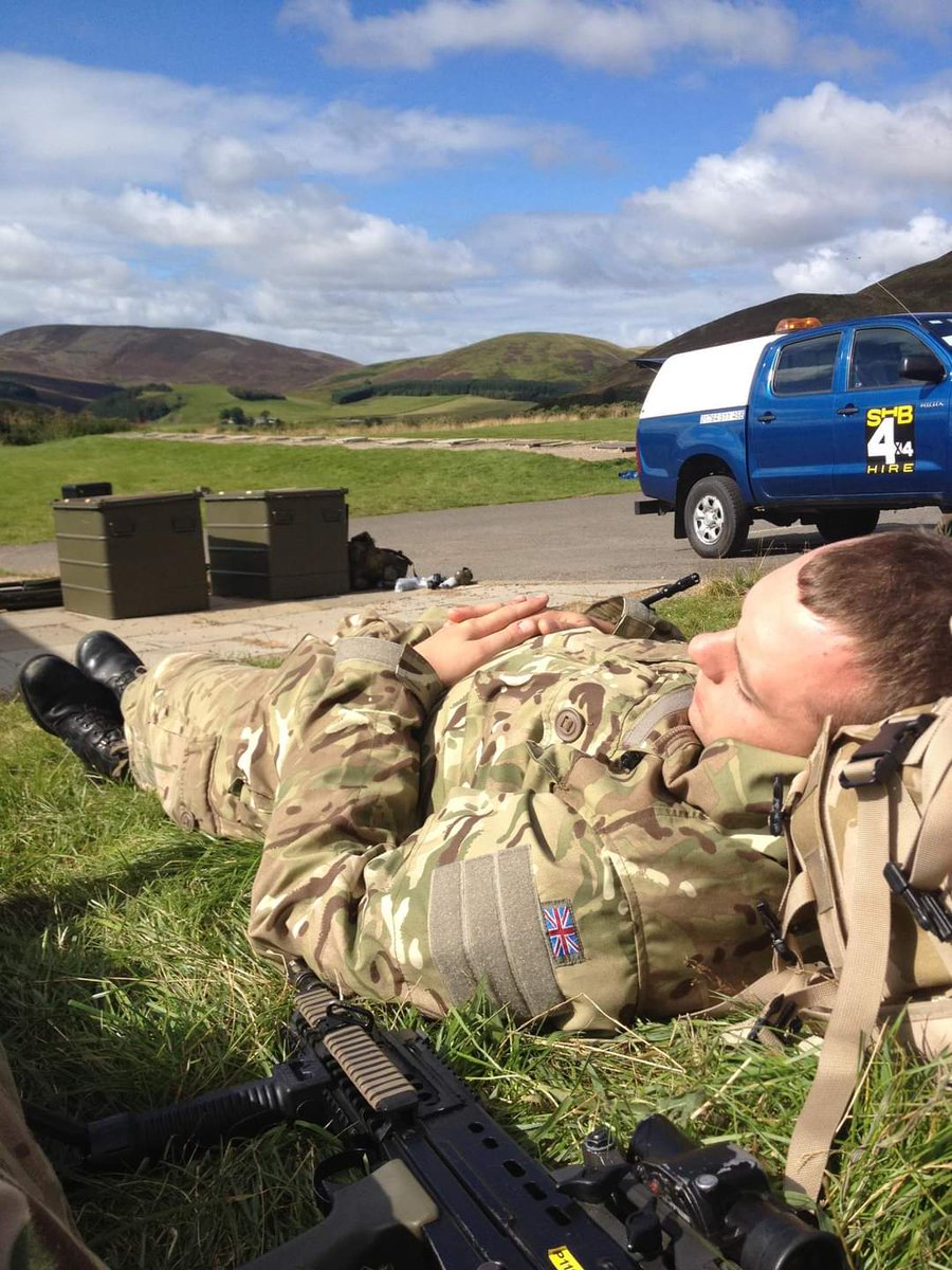 #LifeWithoutLimits Range day somewhere near Edinburgh back in 2012. Naturally I'm asleep and the answer is yes, that rifle is tied to my dick.