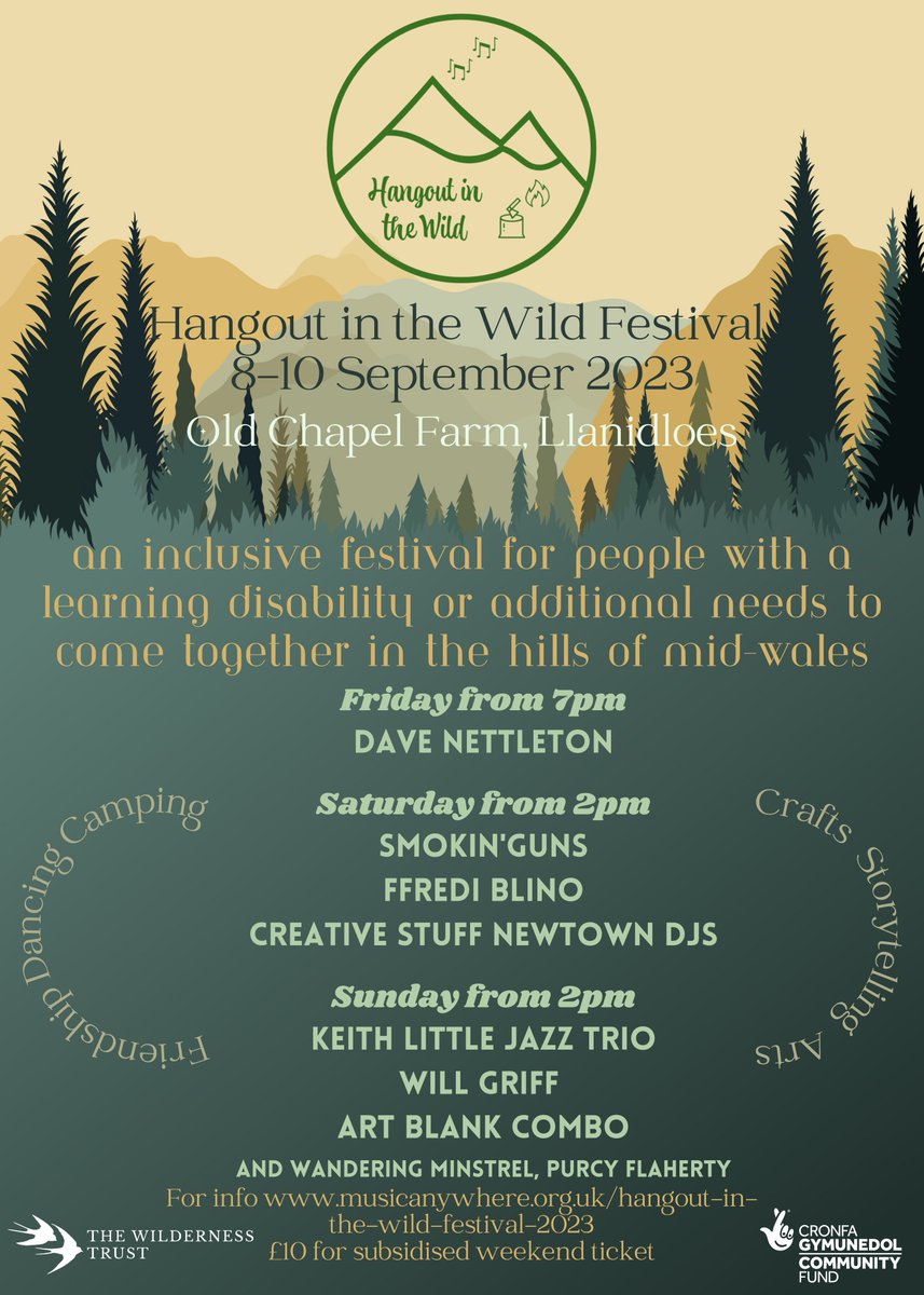 Only 3 days to go and the sun's still shining! Come on down and join us for our first inclusive festival, hosted at Old Chapel Farm: Home of the Wilderness Trust!
…nTheWildFestival2023.eventbrite.co.uk @DerwenCollege @RcnLDForum @CAV_AcuteLDTeam  @PTHBhealth @FfrindiauGigiau