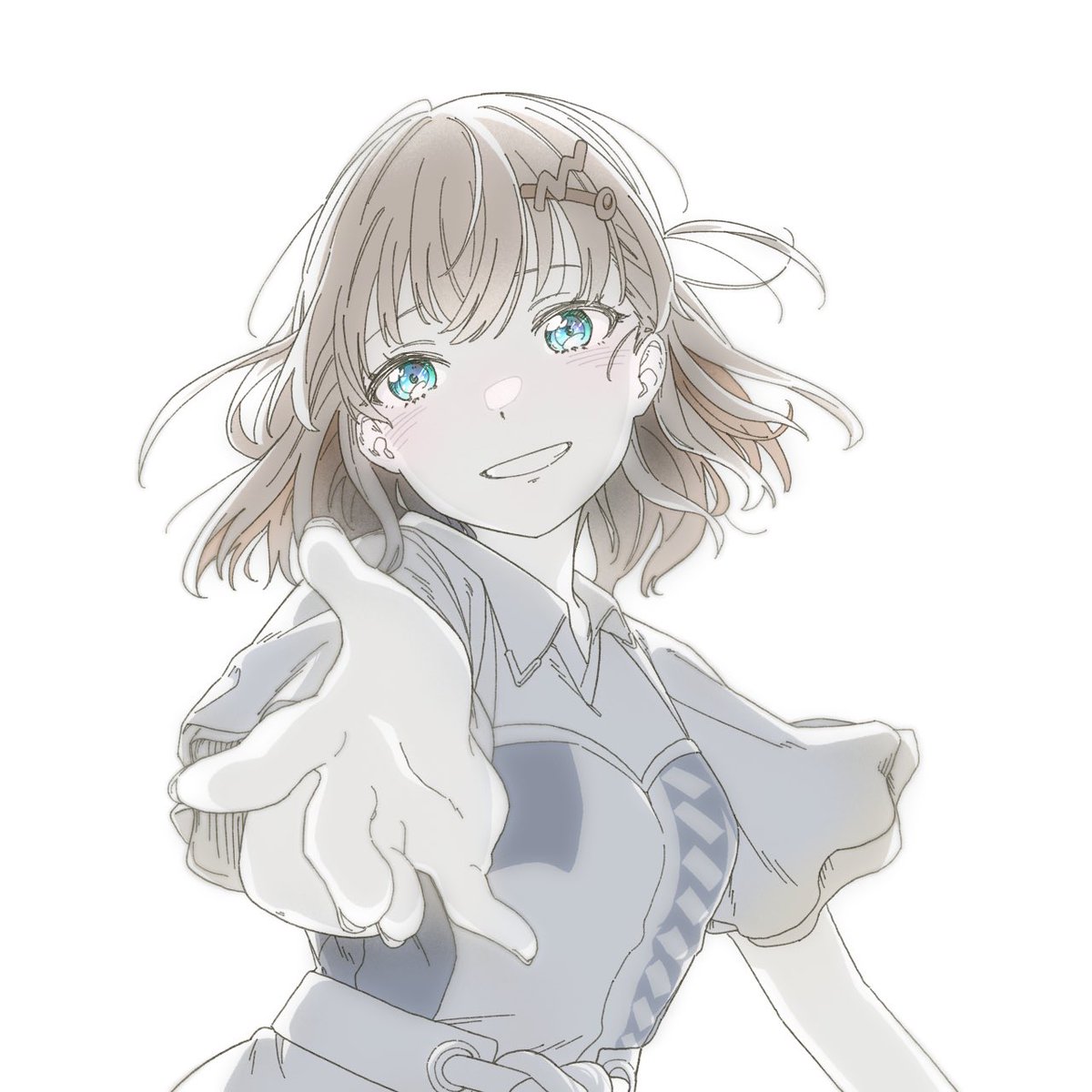 1girl solo smile white background blue eyes looking at viewer simple background  illustration images