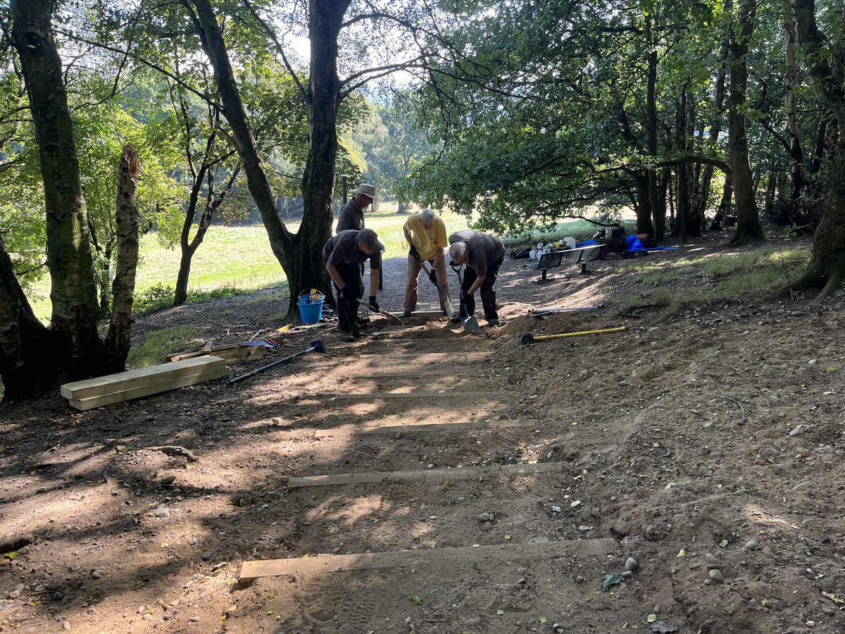 derby_parks's tweet photo. Another productive day with the Derby Parks Volunteers on Allestree Park ๐ณ ๐ฅพ ๐๏ธ
Thereโs been great progress on the steps up into Big Wood alongside log lining the paths to guide people from sensitive natural areas.
#allestreepark #volunteering #derbyparks #Derbyshire https://t.co/fgPJhfyrjV