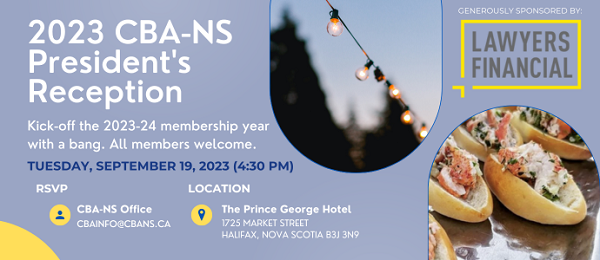 Welcome to the 2023-24 CBA-NS Program Year! We can't wait to get together this year, and will be kicking things off at the President's Reception on Sept 19 - all members are welcome. Register today: cbapd.org/details_en.asp…
