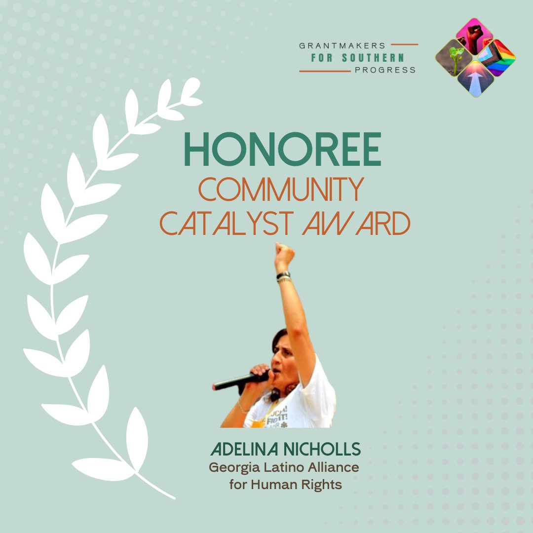 During the Community Awards ceremony at The Forward Moment, <a href="/SouthernGrants/">Grantmakers for Southern Progress</a> honored our Executive Director, Adelina Nicholls, for her exceptional work in the areas of equitable, structural change and power building across the South.

La Lucha Sigue!❤️‍🔥
#CommunityOrganizing  #GLAHR