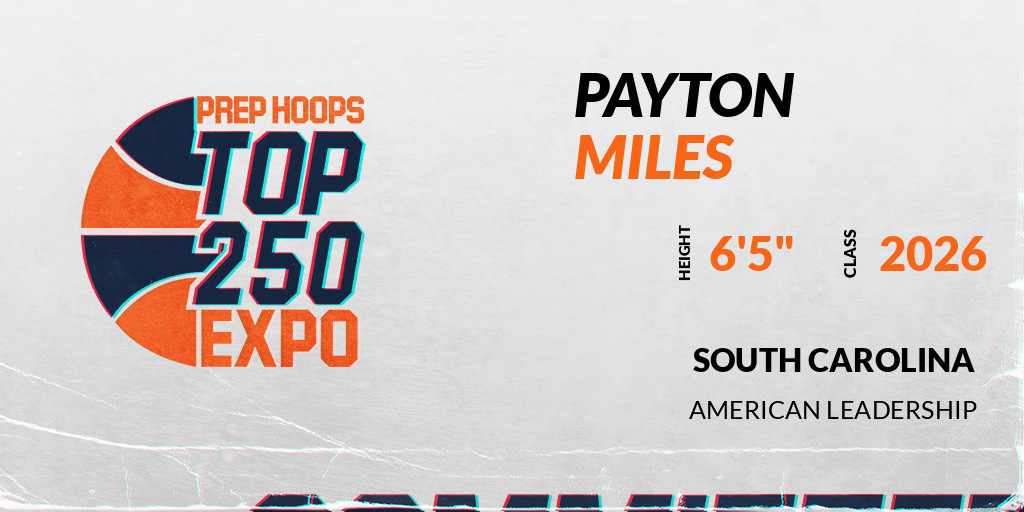 PrepHoopsSC's tweet photo. Welcome Class of 2026 Payton Miles of American leadership HS to the @PrepHoopsSC Showcase @ The City of North Charleston Athletic Center. 

🔥🏀 #PHTop250SC 🏀🔥

Register NOW! 👇  
https://t.co/OKyqRnfJyh https://t.co/LxlYX182RN