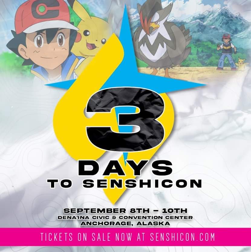3 days left till Senshi Con 2023! Do you have any Pokemon swag you’d like to wear or bring to show your love of the fandom to <a href="/sarahnatochenny/">Sarah Natochenny 🦄</a>?  
#senshicon #senshicon2023 #anime #pokemon #cosplay #Alaska