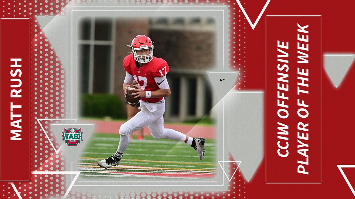 👏 Matt Rush named CCIW Offensive Player of the Week after throwing for four TD's and running for one at Hendrix on opening day. He finished with 277 passing yards <a href="/washufootball/">WashU Football</a>