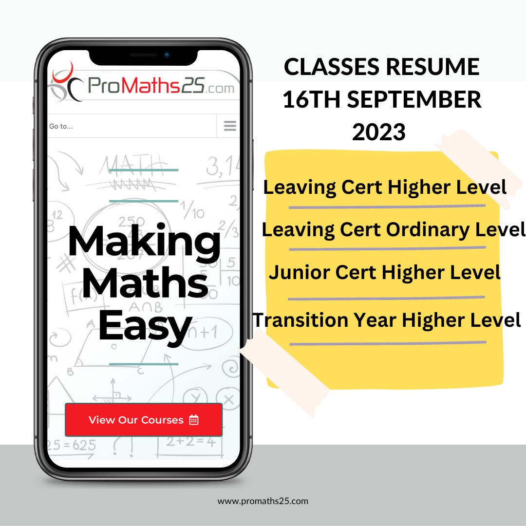 ProMaths25's tweet image. 🔥🔥 Math Grinds 🔥🔥

👋 Tutors are experienced state examiners at higher level maths with a wealth of experience

⏳ Live and interactive classes with class recordings also available to review at a time that suits you. 

✅ ProMaths25.com 

😃 Making Maths Easy!