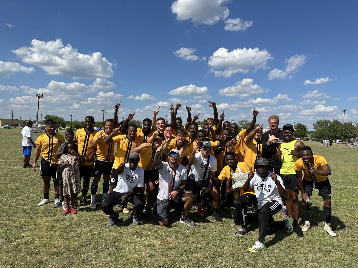 LibertyFC23's tweet photo. Champions once again!! Ladies and Gentlemen, your 2023 Military Defenders Cup Soccer Tournament Champions - Fort Liberty FC🥳🏆👏🏾🎊⚽️🏆🔵🟡 https://t.co/aTxihNUAqn