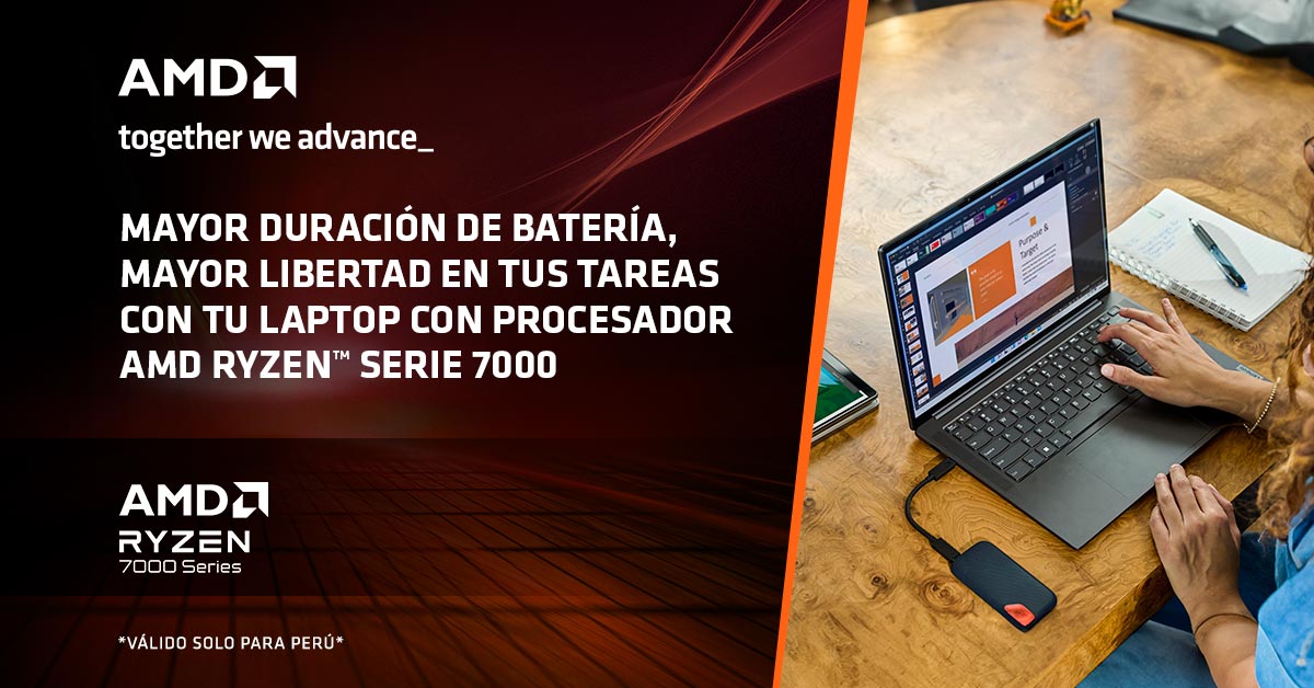 Una laptop con duración de batería excepcional te da libertad sin límites. Trabaja, juega y crea sin pausas con los Procesadores Móviles AMD Ryzen™ Serie 7000. 🔋
🇵🇪 Descubre el equipo perfecto para ti: amd-productos.com/ryzen-7000-pe/