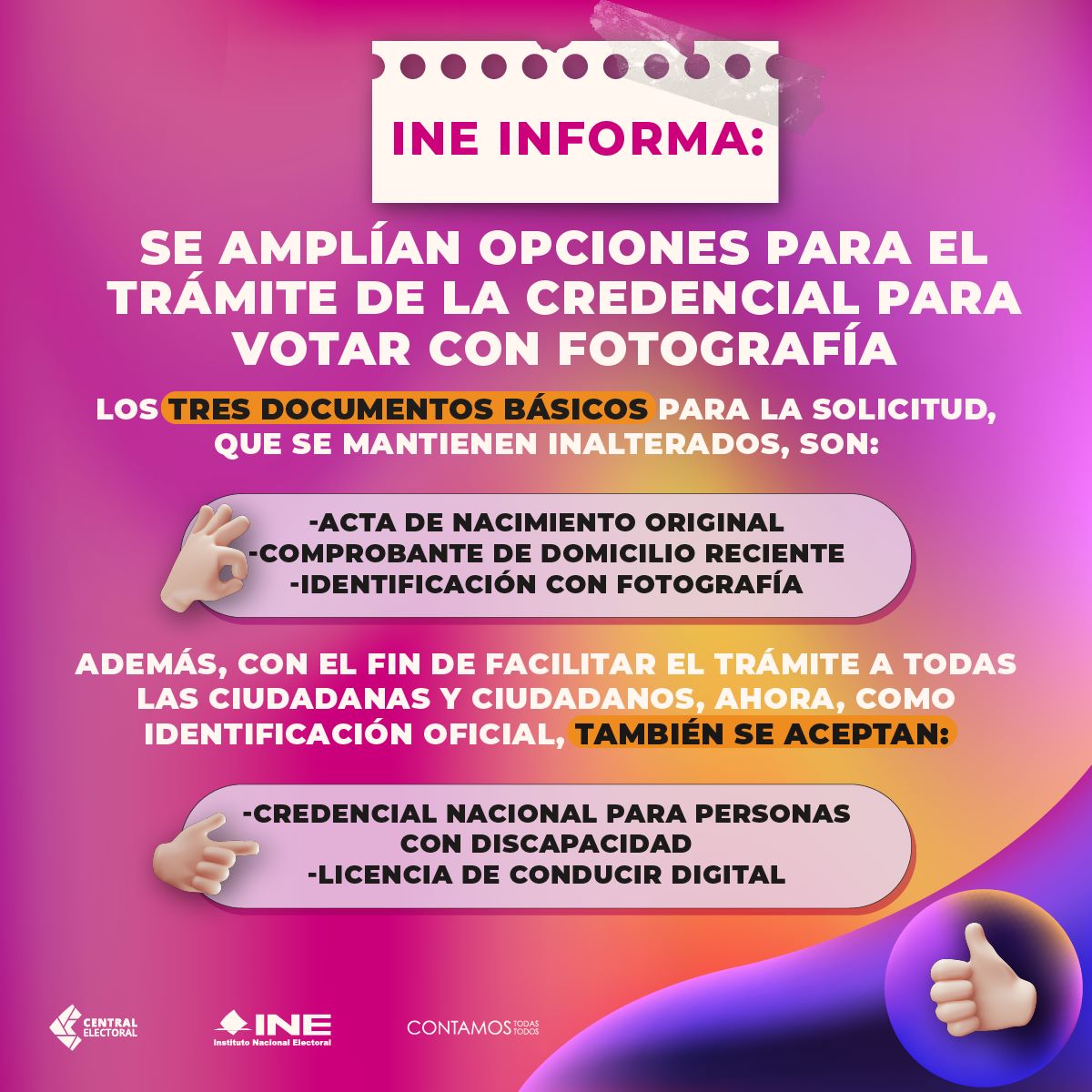 INEMexico's tweet image. ¿#SabíasQue el INE amplió las opciones para tramitar la #CredencialParaVotar? Conoce cuáles son los documentos con los que ahora también podrás solicitar #TuINE.
