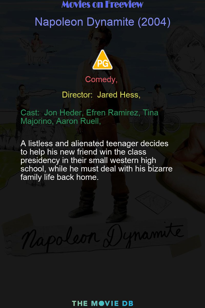 ukfreeviewfilms's tweet photo. STARTING SOON : Napoleon Dynamite (2004)   |   IMDB: 7.0   |   Film4   |  07:10pm  Freeview:14  Sky:853  Virgin:428  BT:14  Freesat:300  #Film4 https://t.co/pCgevfq5f6