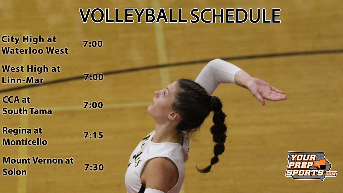 The Your Prep Sports area 🏐 schedule for Tuesday
#iahsvb