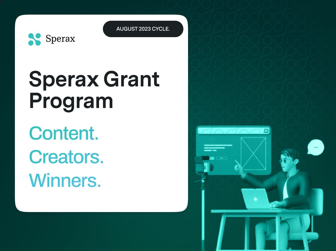 SperaxUSD's tweet photo. 🔥Cycle 1 of the Creators Grant Program has concluded.

🎉 We are thrilled to thank all the participants!

The grant allocation is unveiled in our latest blog post
▶️ https://t.co/UnCjwt0dyj

Stay tuned for the announcement of Cycle 2.
Coming soon! https://t.co/Y6gc9BDns5