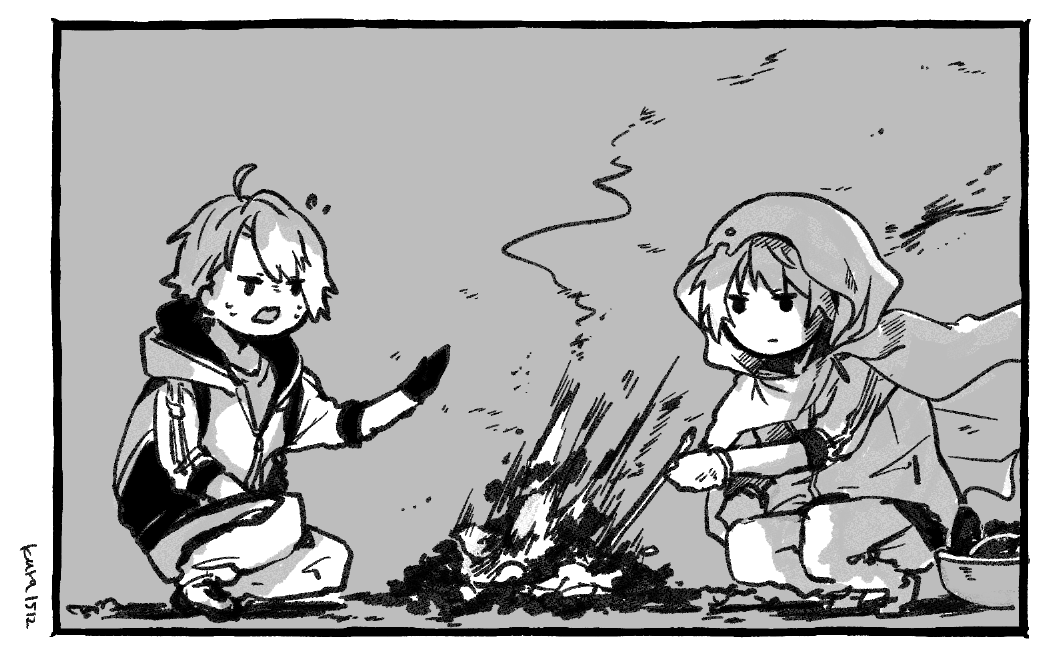 焼き芋する伯仲 