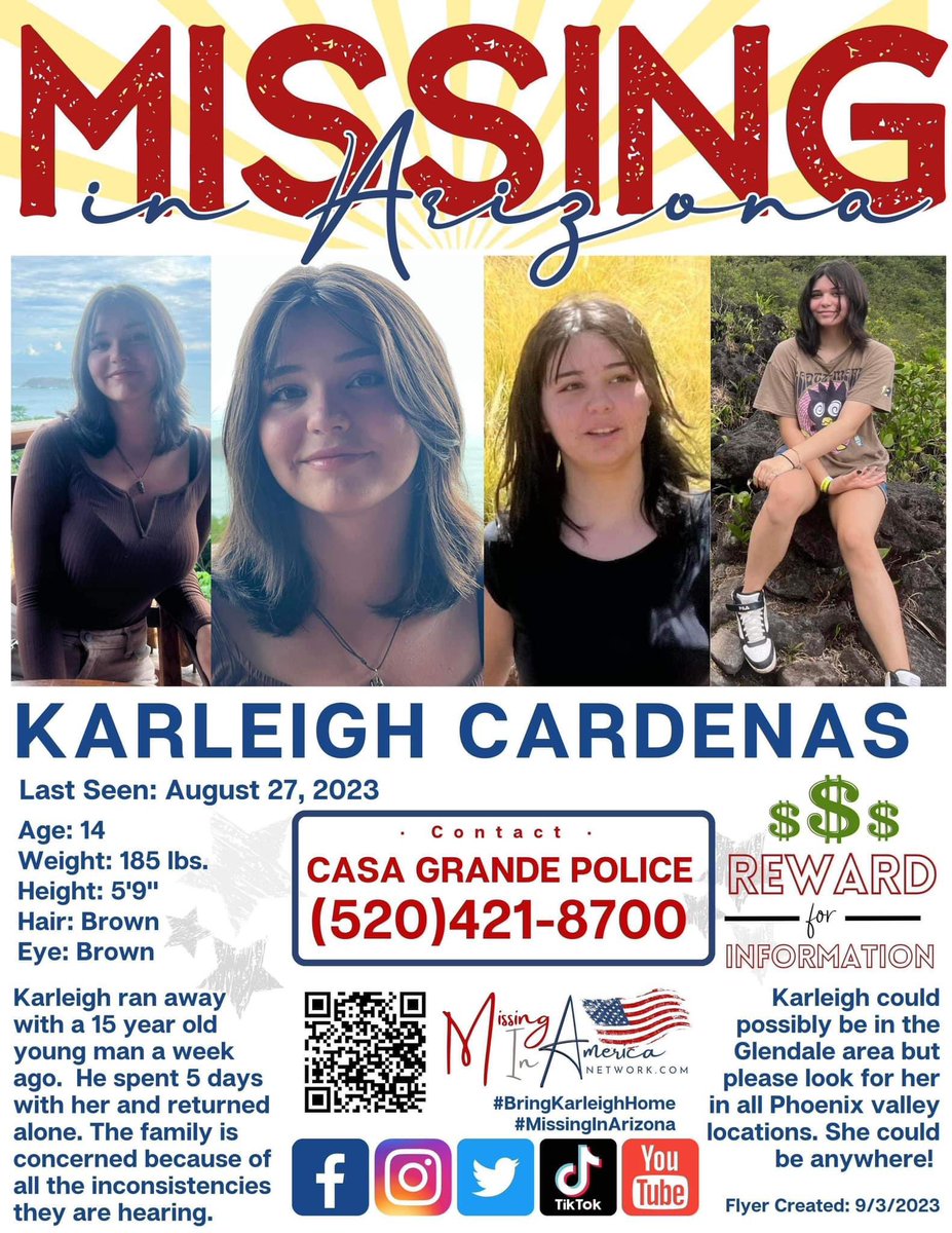 #BringKarleighHome #MissingInArizona #KarleighCardenas 
@CasaGrandePD