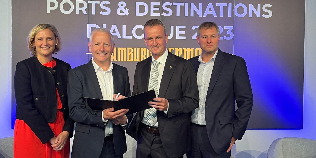 CLIAEurope's tweet photo. 📢News out today from CLIA Ports &amp; Destination Dialogue!

#CLIA and IG River Cruise announce a MoU to strengthen cooperation and lay out a framework to help river cruising achieve its sustainability goals. 🙌

cc @UKAndyHarmer

#cliahamburg23 #rivercruise https://t.co/AIe9PVffo7