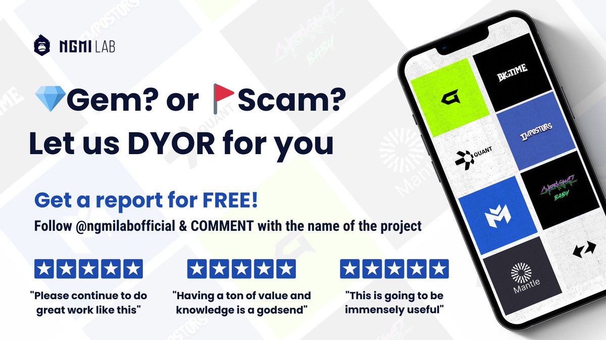 ngmilabofficial's tweet photo. ⚠️THIS WEEK ONLY:  Not a member yet? Want to read a report from our library? 📚
Simply:

FOLLOW  us @ngmilabofficial 
& COMMENT with the project from our library you want the report on.

✅  We'll DM it to you for FREE. 🤝
Don't wait, offer ends FRIDAY! 📈