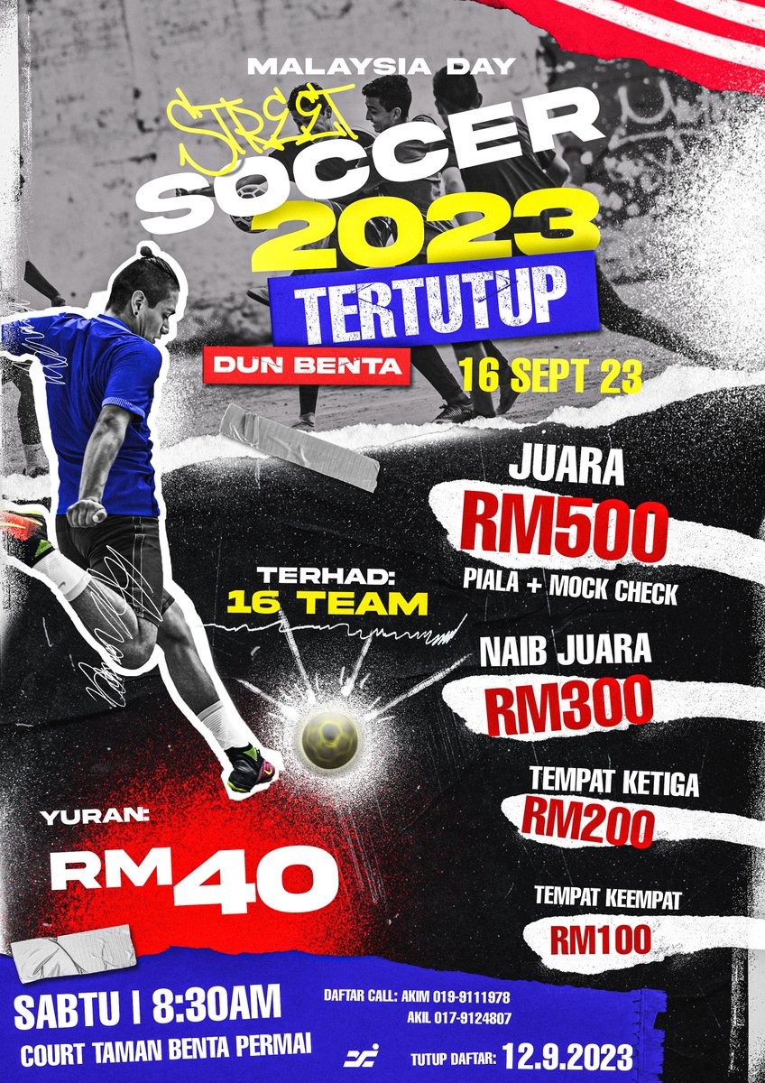Recent client work  for Malaysia Day Street Soccer 2023 Poster🎨🖌️

Appreciate for the support! 
#streetsoccer #poster