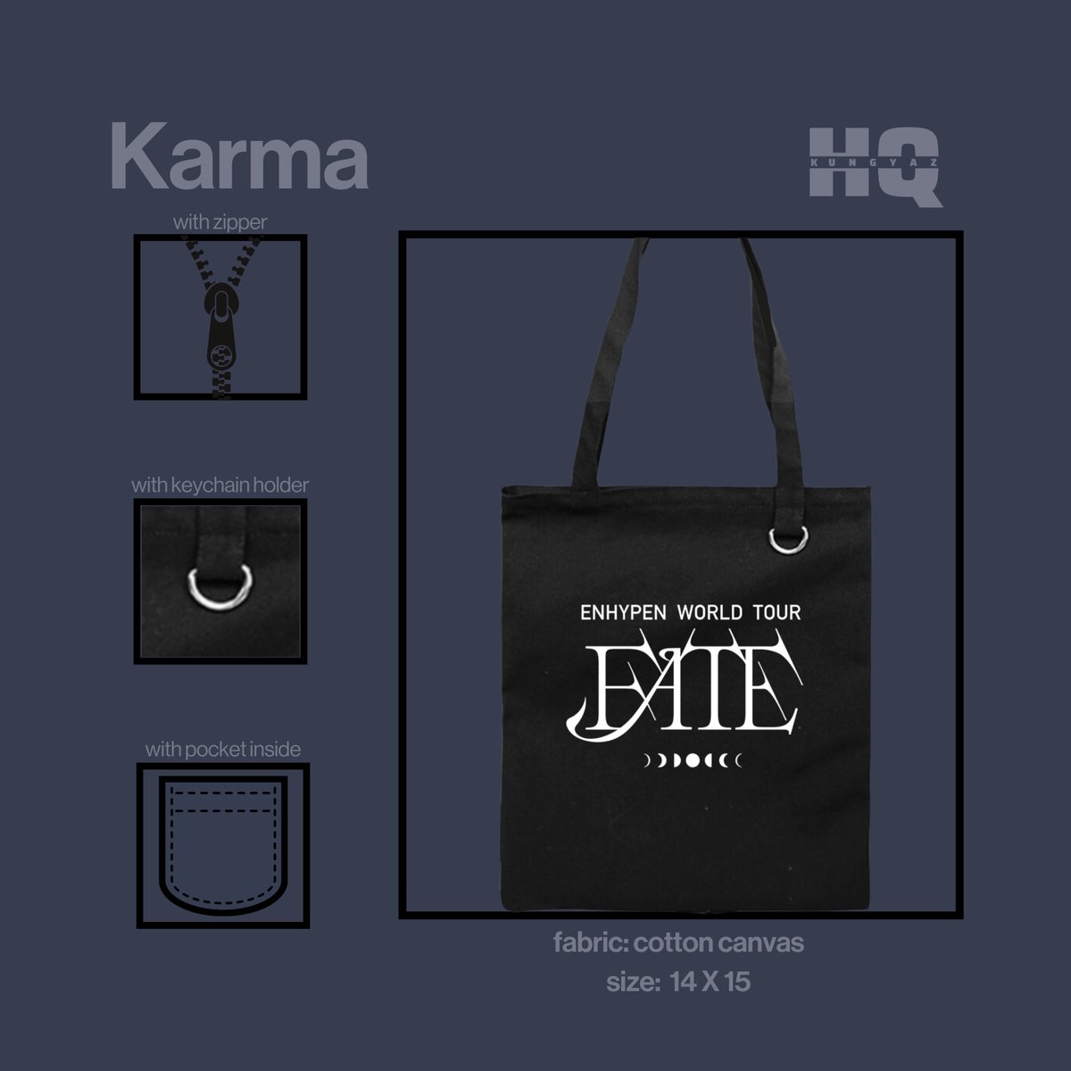 kungyazmerch's tweet photo. I find myself running home to your sweet nothings...

…and sweet like justice, karma is a queen 👑

Get this sweet nothing kungyaz &amp; karma enha fate tote bag for Php350 each!

with
☆ zipper
☆ keychain holder
☆ pocket

DOO &amp; DOP: Sep 19

Pre-order here: https://t.co/WbNVD5uNR1 https://t.co/xnsXnnNAla