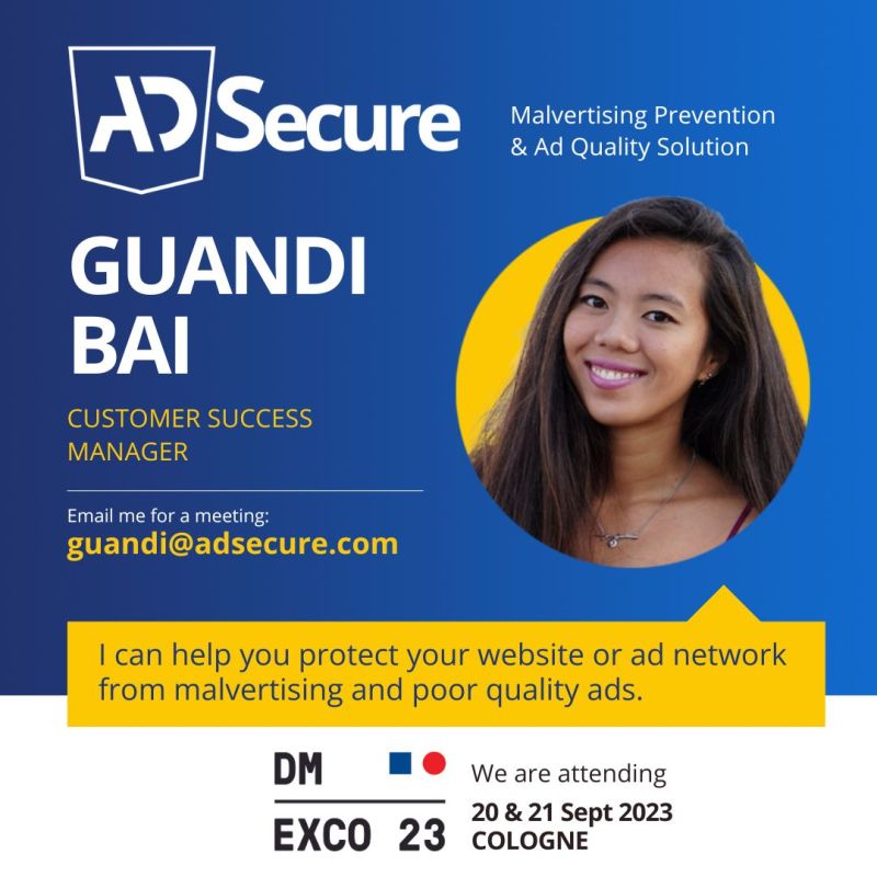 adsecure_lab's tweet photo. Remember! AdSecure is exhibiting at @dmexco in just a couple of weeks! 🚀 Make sure to book a meeting or come see us at our stand the Hall 07.1 | Stand F021 👉 https://t.co/ohjssr1SmL

 #onlineadvertisingsecurity #AdSecure #malvertising #malwareanalysis #DMEXCO #DigitalMarketing https://t.co/LyRAcSZMDN