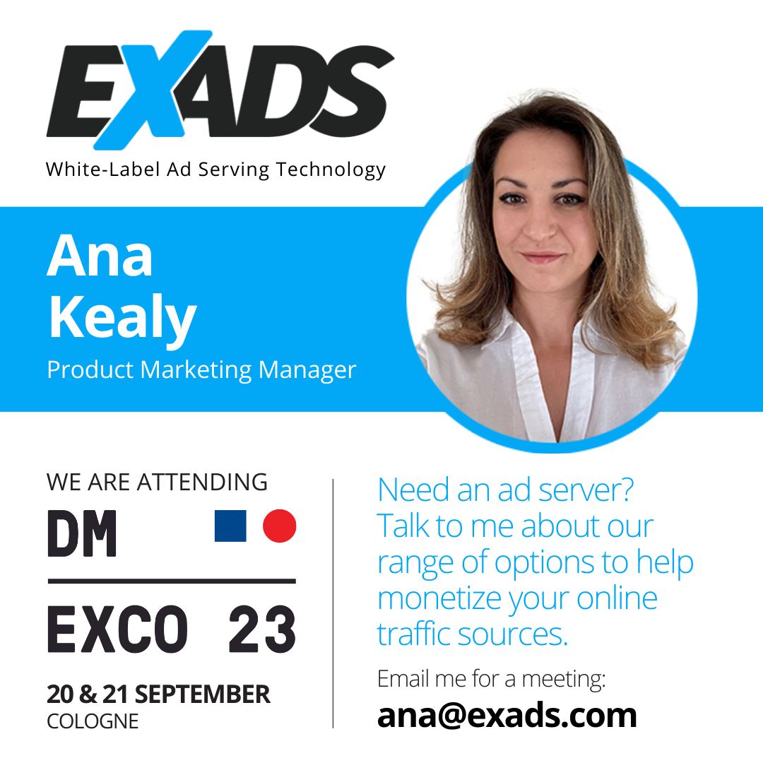 Remember! EXADS is attending <a href="/DMEXCO/">DMEXCO</a> on 20 &amp; 21 September in Cologne! 🚀Book a meeting  to learn about our range of options to help monetize your online traffic sources! ➡️ lnkd.in/dF8pMsaN
#DMEXCO #EmpoweringDigitalCreativity #dmexco2023