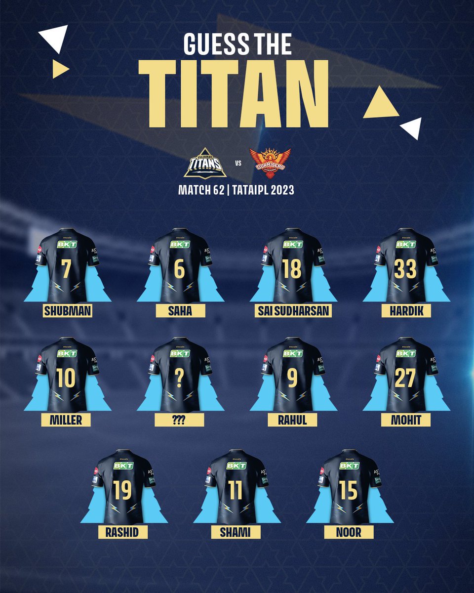 gujarat_titans's tweet photo. Reserved for the real #TitansFAM! 💯

Tell us the correct answer 👇

 #AavaDe https://t.co/l4FmNjcoDa