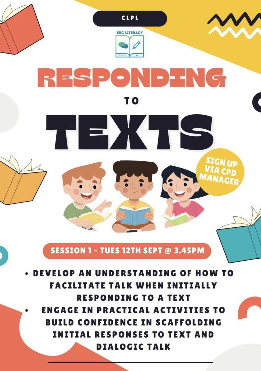 Are you a teacher in East Renfrewshire? Would you like to get the most out of your pupils when you share texts with them? Why not come along to our first #RespondingtoTexts CLPL next week! There are 3 sessions in total. Sign up via CPD Manager!