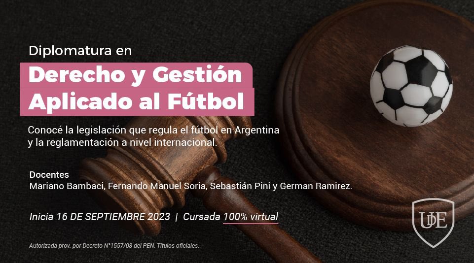 Lanzamos la Diplomatura en Derecho y Gestión aplicada al Fútbol ⚽️ en la <a href="/UniDelEsteLP/">Universidad Del Este | La Plata</a> junto a grandes profesores como
<a href="/fmsoria/">Fernando Manuel Soria</a> <a href="/sebastianpini1/">Sebastián Pini</a> y German Ramírez.

Avanzaremos en el estudio de la legislación que regula el fútbol en 🇦🇷 y la reglamentación a nivel internacional 🌎