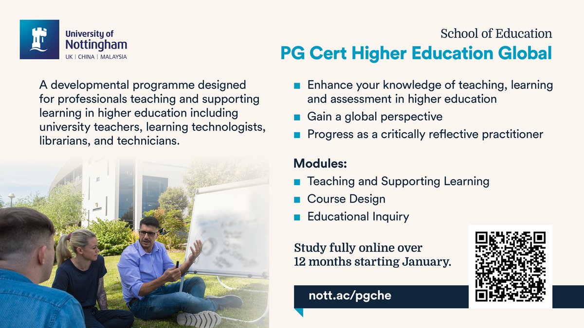 Are you a researcher involved in teaching and supporting learning in HE? Our #PGCHEGlobal course will help you develop as a critically reflective practitioner with a global perspective of #HE. bit.ly/3A5PBeP @SRHE73 @BERANews @Vitae_news @ResearchersUoN