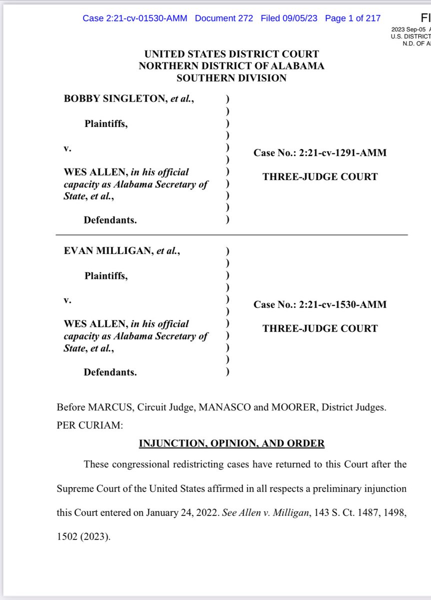 JNelsonLDF's tweet photo. BREAKING: WE WON (AGAIN)! Alabama's massive resistance to the Supreme Court's order to draw a fair congressional map that dn discriminate against Black voters failed again. The court issued a 217 page order enjoining AL's plan and ordering a special master to create a new one. https://t.co/vvO54MqFva