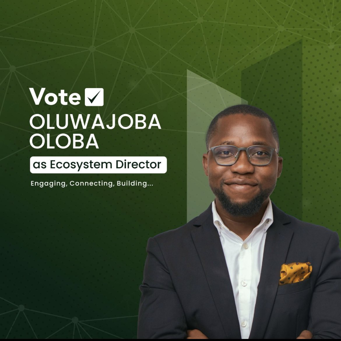 trippoloba's tweet photo. So fam, my brother @jobaoloba has decided to take his passion for supporting innovation and technology development in Nigeria to another level as he contests for the position of Ecosystem Director of Innovation Support Network (ISN) Hubs at the upcoming Innovation Support Network Board elections holding on Wednesday, September 13th 2023.