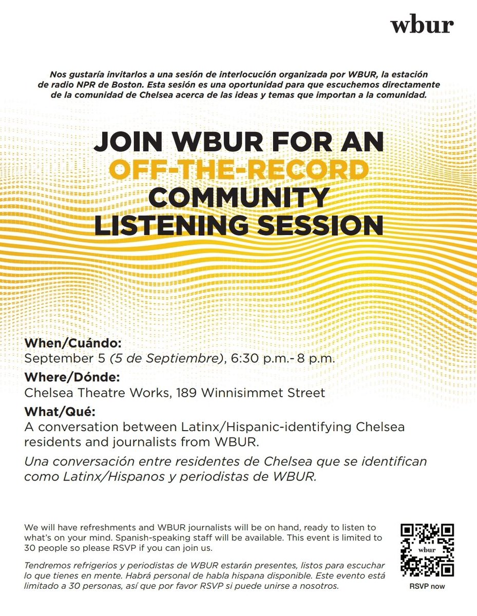 I spent the morning on <a href="/ElMundoBoston/">El Mundo Boston</a>'s La Hora Del Cafe program talking about <a href="/WBUR/">WBUR</a>'s community listening session taking place this evening in Chelsea! The full conversation can be found here:
youtu.be/K2t1W_Rurzk
