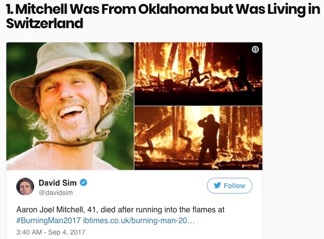 You may remember the poor unfortunate who ran to his death into the burning man six years past, but...