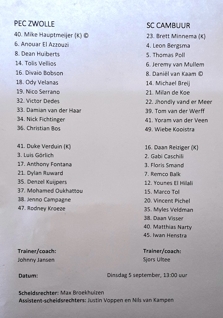 Riemenserik's tweet photo. Wissels en reserves van @PECZwolle speelden vanmiddag een besloten oefenduel tegen @SCCambuurLwd. Na een teamactiviteit morgen, heeft de selectie de rest van de week vrij.
Eindstand 0-3 (0-1)
34. 0-1 Michael Breij
64. 0-2 Milan Smit
83. 0-3 Matthias Narty
#peccam https://t.co/zzlRcZ13Ee