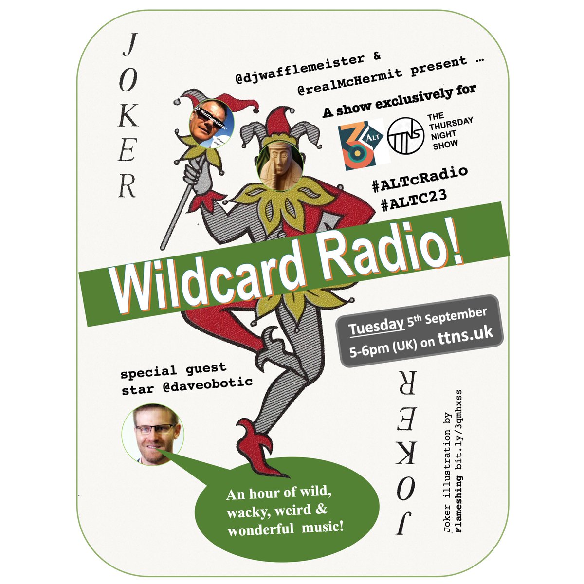 djwafflemeister's tweet photo. Don't miss this afternoon's #altc23 conference @thursnight show 'Wild Card' radio special from 5-6 pm featuring yours truly, @realMcHermit and guest co-presenter @daveobotic tune in via https://t.co/0iT6uD2cxt #altcradio #altc https://t.co/IAAz69xByc