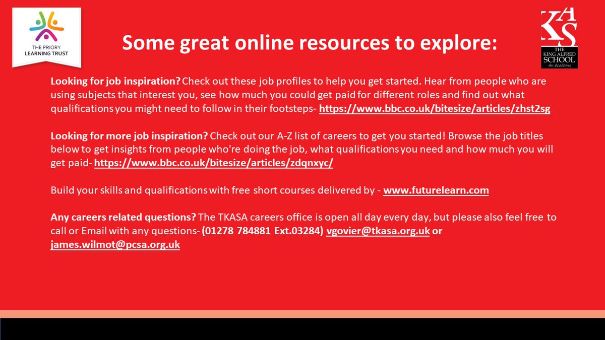 Welcome back to all our students from their summer break and welcome to those joining the school this year.  The year is starting off strong with lots of career activities at and around TKASA! Check out the monthly bulletin for more details..........