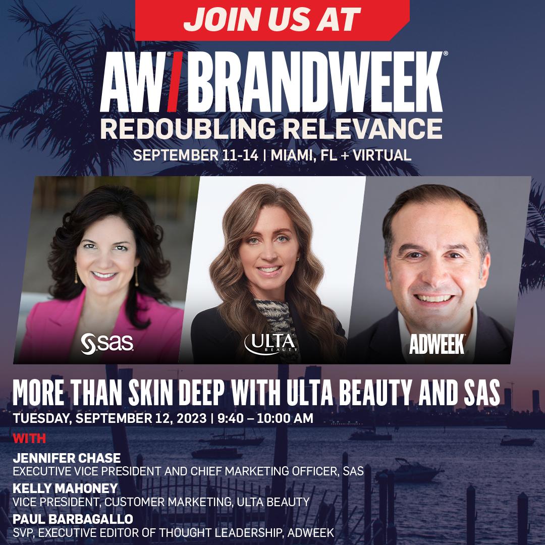 Looking forward to next week’s conversation at #Brandweek with Kelly Mahoney of @ultabeauty. We’ll be discussing how brands can use #marketing, #authenticity, #humanconnection and #data to fuel brand loyalty. Preview our session: 2.sas.com/6017PQiWN @SASsoftware @Adweek