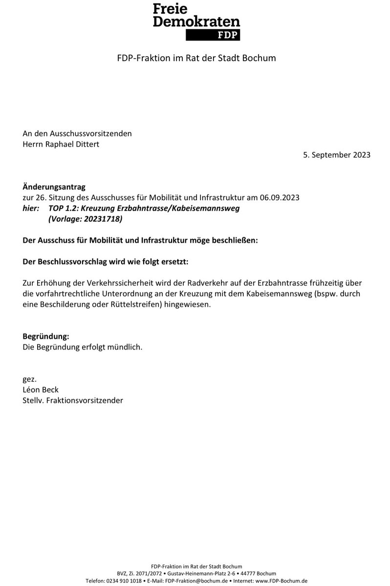 JensMatheuszik's tweet photo. Return of the Rüttelstreifen.
Die @FDPBochum hat einen Änderungsantrag zum Thema #Erzbahntrasse / #Kabeisemannsweg im Ausschuss für Mobilität 🚲🚌🚶🚘 und Infrastruktur 🏗️ #boAMI der Stadt 🏙️ #Bochum gestellt.
Und schlägt dort tatsächlich beispielsweise #Rüttelstreifen vor. https://t.co/Kjd3aSuMOW