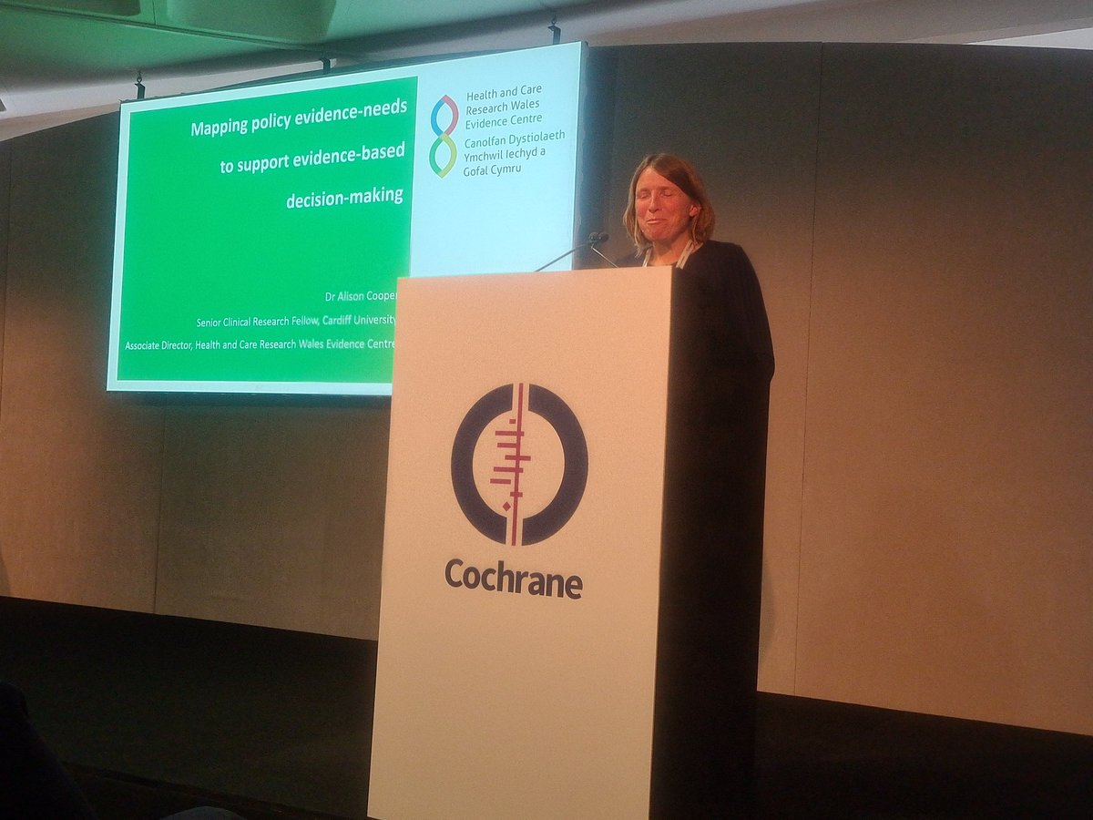 Alison Cooper presenting @EvidenceWales prioritising methods and experience at #CochraneLondon 
@ResearchWales @DPMRes