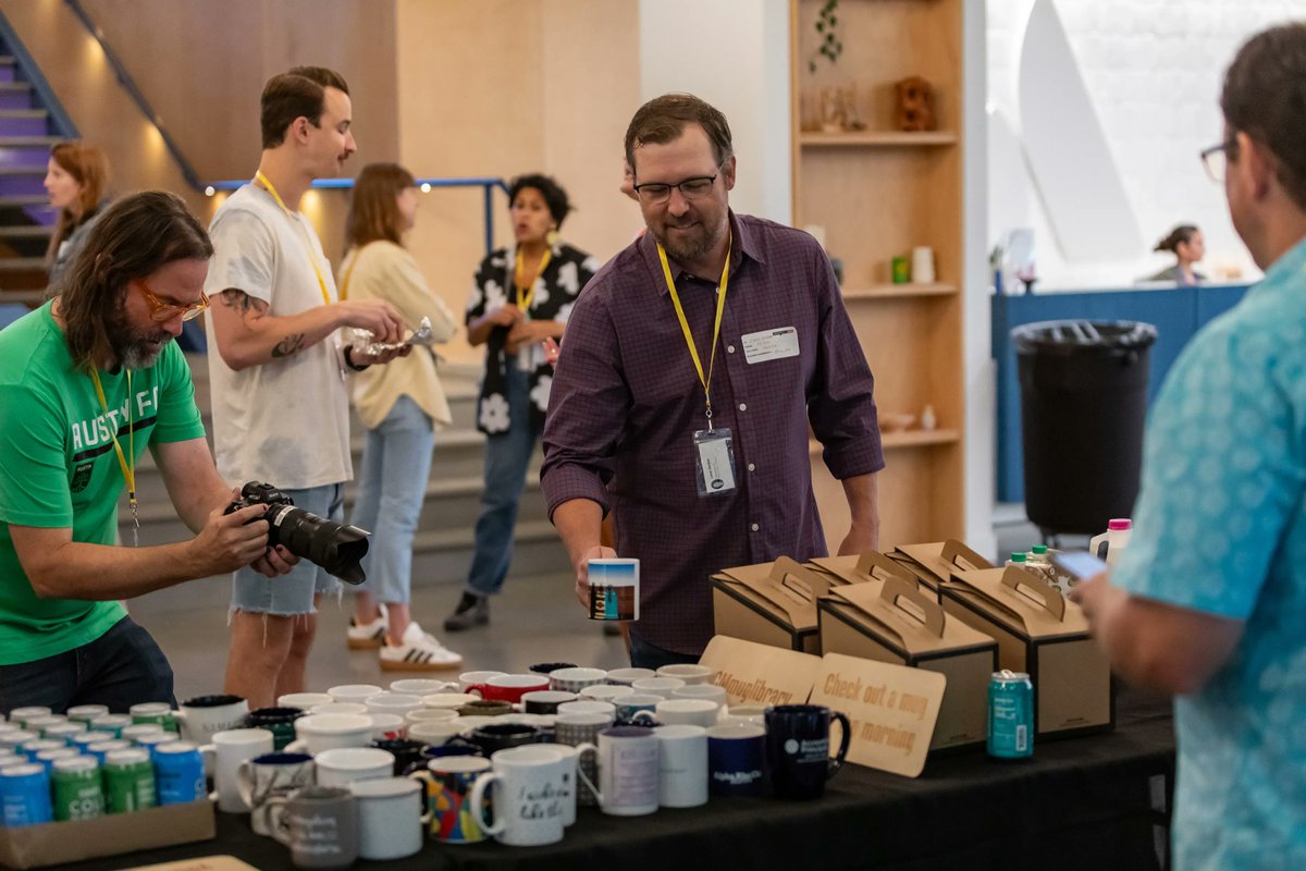 CM_Austin's tweet image. Check out a mug for the morning at our next event! Our mug library is a small way to help reduce the environmental impact of our #CMATX events. #CMmuglibrary #CMpride
