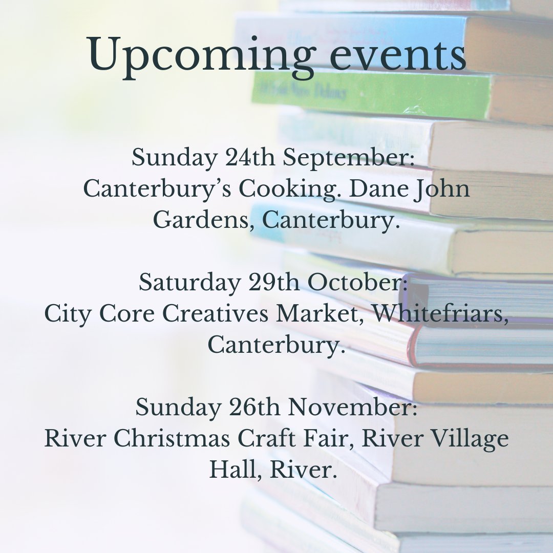 Here are the bookselling events I have booked for the remainder of 2023. As always, I'd love to see you.

#author #kentevents #authorevents