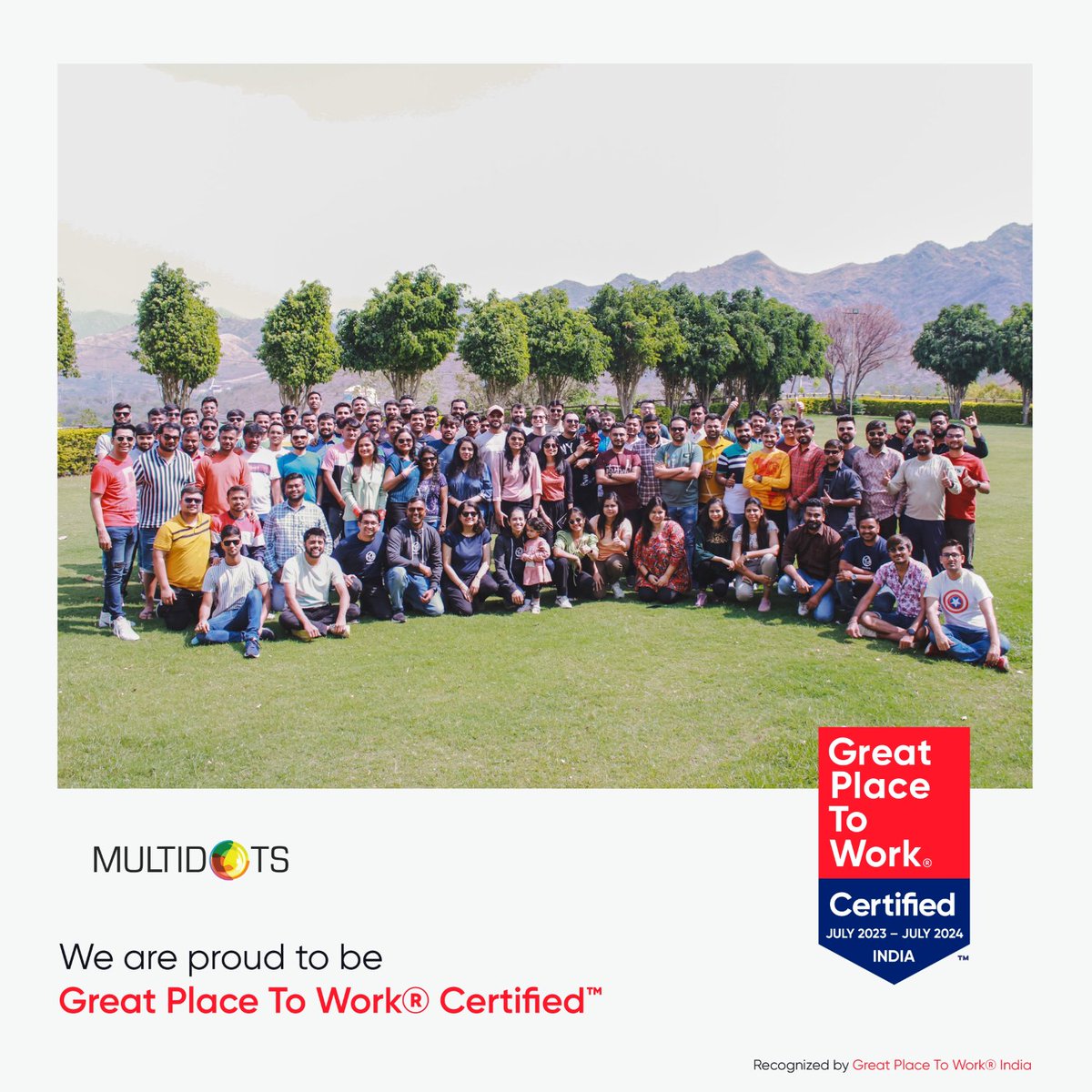 multidots's tweet photo. Multidots celebrates another year as a "Great Place to Work!" ๐ Thank you to our remarkable team for your unwavering commitment to creating an environment where everyone thrives. Let's continue to shine as a united force! โญ
#GreatPlaceToWork #2023 #Multidots #PeacefulGrowth https://t.co/itcMq1wiZy