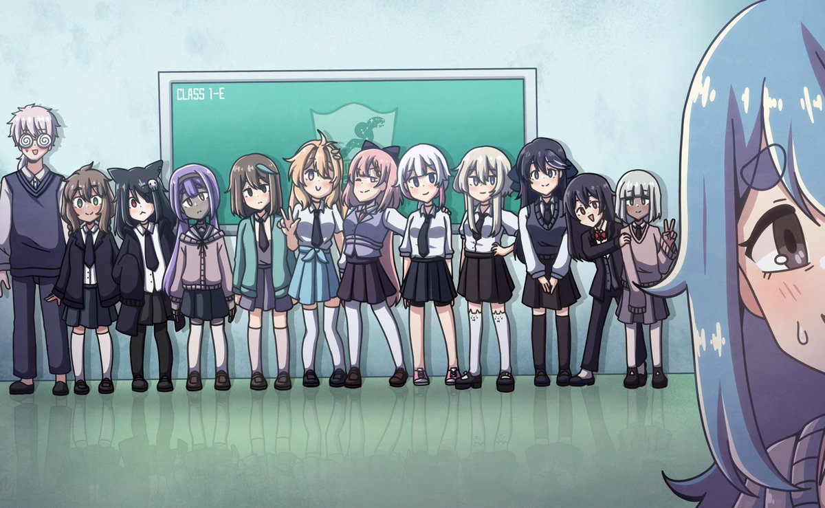 OEC_Yui's tweet photo. as promised, i’ll be introducing my classmates! some of my other classmates haven’t arrived yet, but here is Class 1-E of Morning Glory! (❁´◡`❁) ✨

#Class1EPV https://t.co/Gbv2KN5BaR