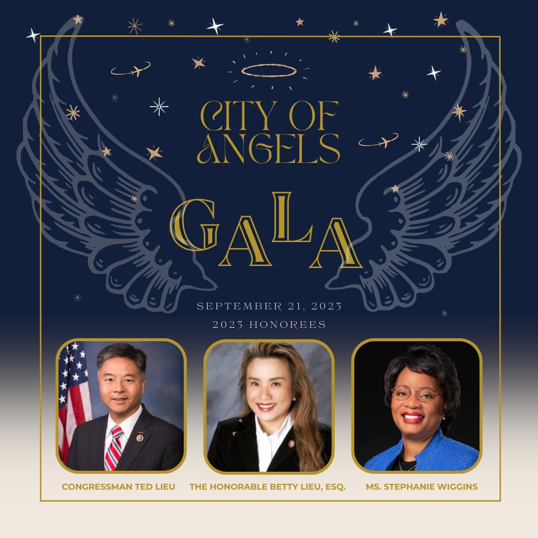 Meet our 2023 City of Angels Gala Honorees! ✨ The Honorable Ted Lieu, Congressman, 36th District ✨ The Honorable Betty Lieu, Esq. Torrance Unified School Board ✨ Ms. Stephanie Wiggins, CEO, LA Metro Tickets and Sponsorships are still available: business.laxcoastal.com/events/details…
