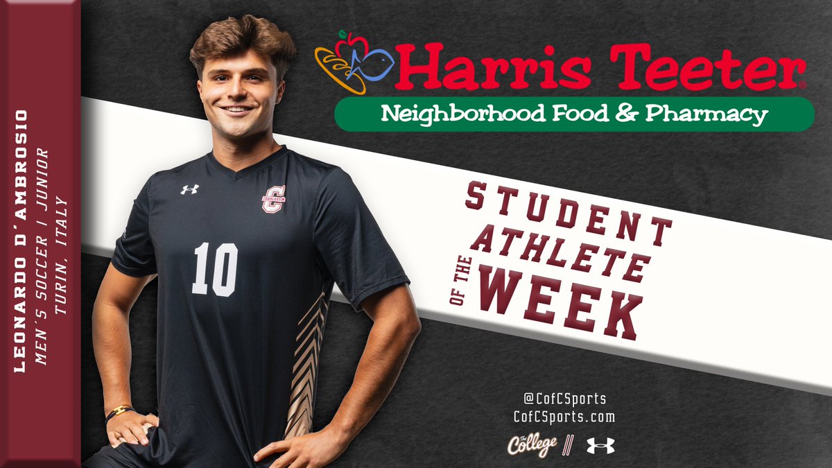 #TheCollege 🌴 (@cofcsports) on Twitter photo Game Winning PK = Harris Teeter Student-Athlete of the Week!
Congratulations to <a href="/COFCSoccer/">Charleston Soccer</a>'s Leonardo D'Ambrosio 🎉
🔗 bit.ly/434odJS
#TheCollege 🌴⚽️ Game Winning PK = Harris Teeter Student-Athlete of the Week!
Congratulations to <a href="/COFCSoccer/">Charleston Soccer</a>'s Leonardo D'Ambrosio 🎉
🔗 bit.ly/434odJS
#TheCollege 🌴⚽️