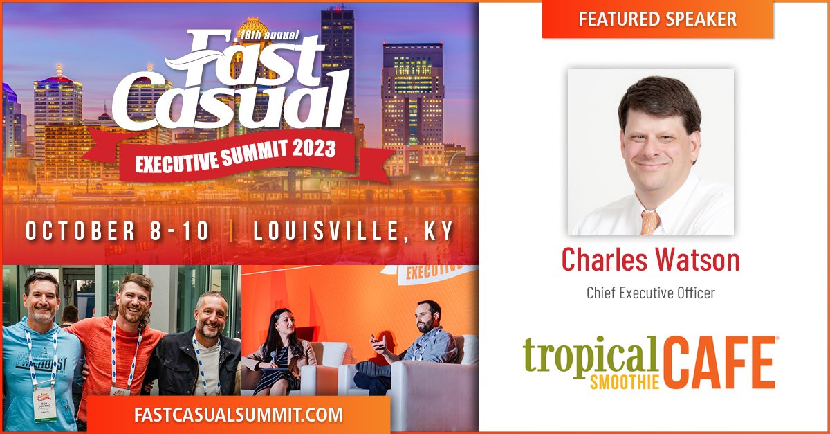 fastcasualexec's tweet photo. Charles Watson, CEO at @TSmoothieCafe, will join us at Fast Casual Executive Summit 2023 to talk about strategies to keep a consistent brand message between locations while also addressing the unique needs of each store. #FCsummit #fastcasual #restaurants #marketing https://t.co/0yDnzoqWtv