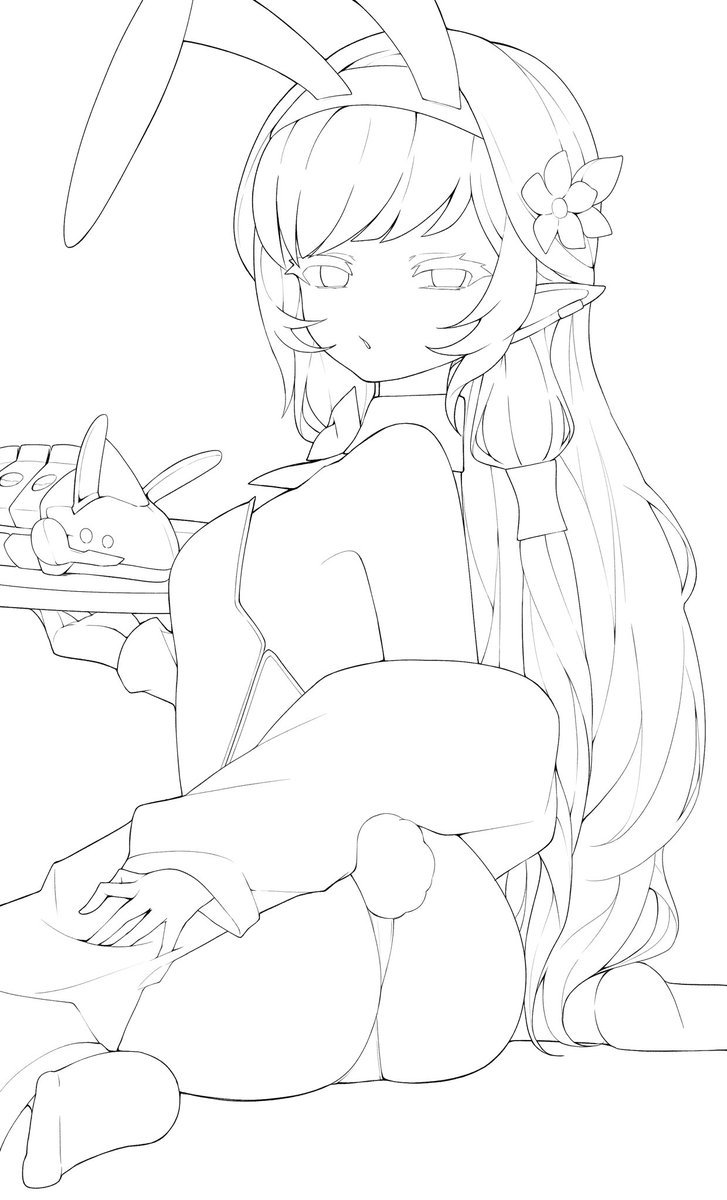 背景はまだだけど
バニーヒマリの線画した 