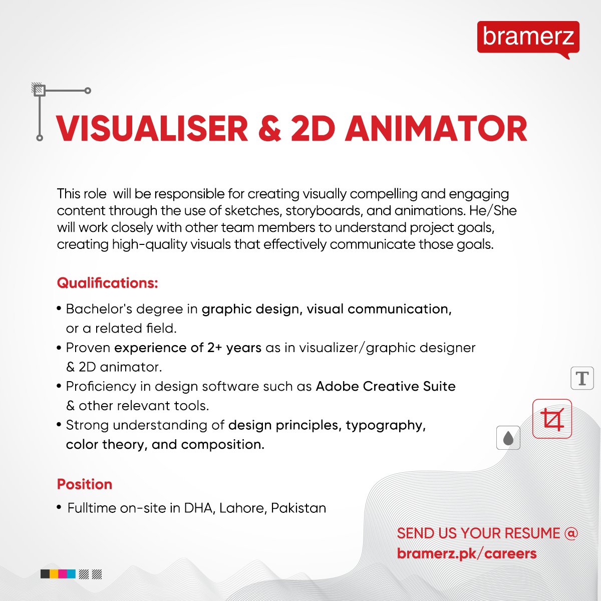 Are you a talented visual artist and animator who loves to bring your ideas to life? 

Send us yours resume & a portfolio at: shorturl.at/fizIW 

@badar76 

#Bramerz #GraphirDesigner #DigitalAgency #Marketing #MarketingJobs #JobsinLahore #Lahore #Pakistan